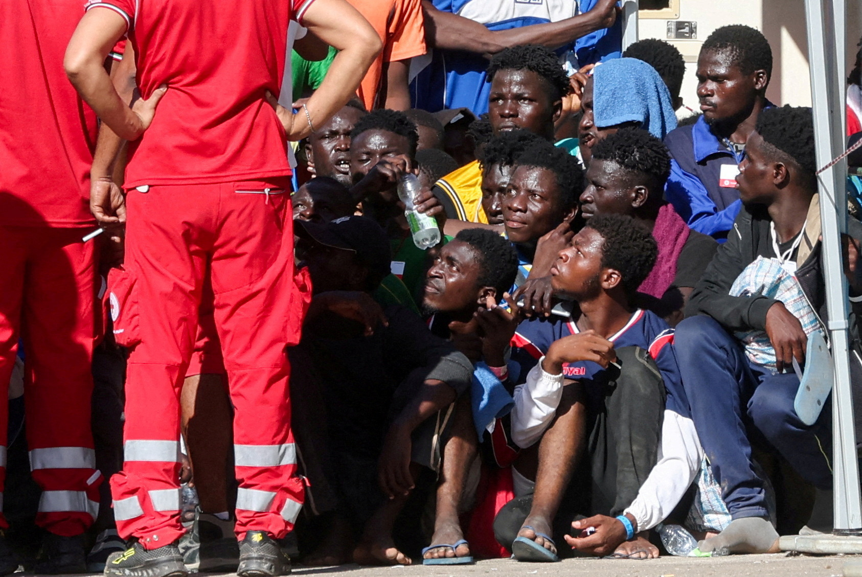 FILE PHOTO: Migrants in Lampedusa