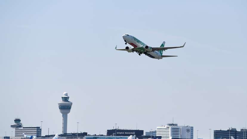 An airplane takes off from Schiphol Airport in Amsterdam