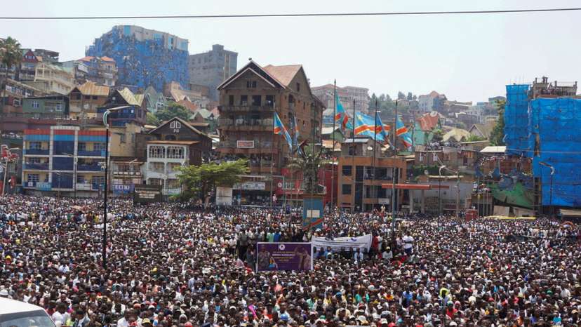 Crowds flee reported gunfire at Congo rebel leader rally in Bukavu