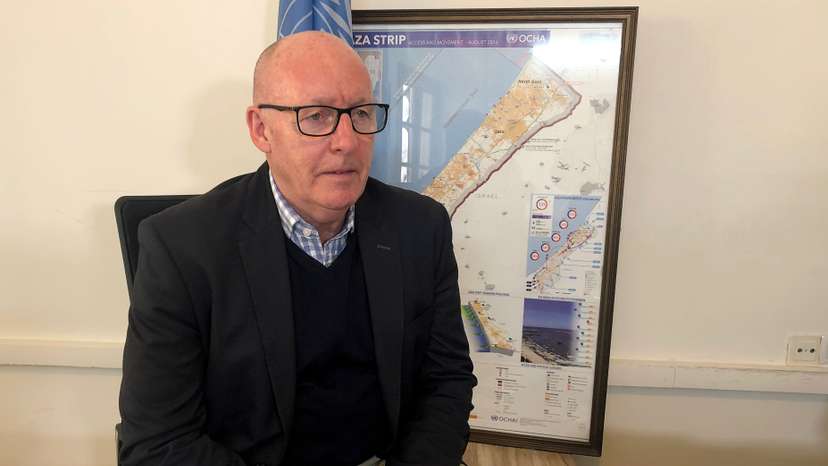 Jamie McGoldrick, the U.N. humanitarian coordinator in the Palestinian Territories speaks during an interview with Reuters in Gaza City