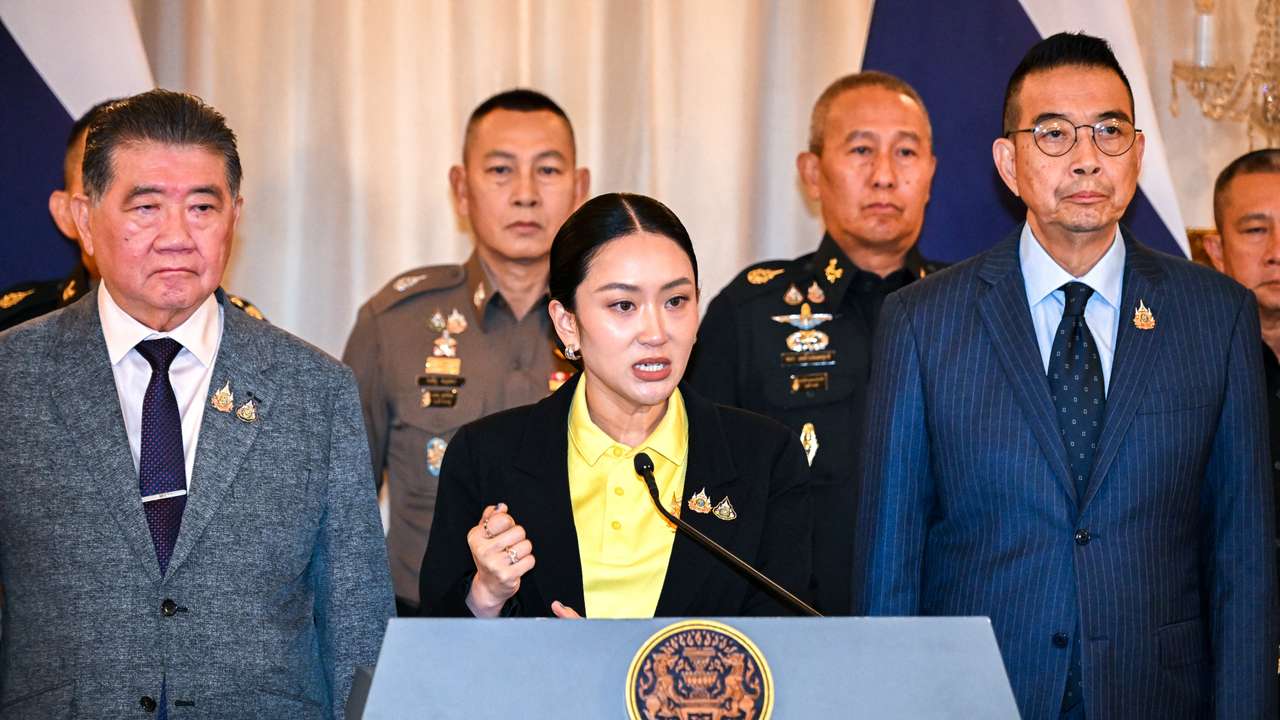 Thailand's Prime Minister Paetongtarn Shinawatra speaks during a press conference following a leak on Wednesday of a phone call between her and Cambodia's Hun Sen