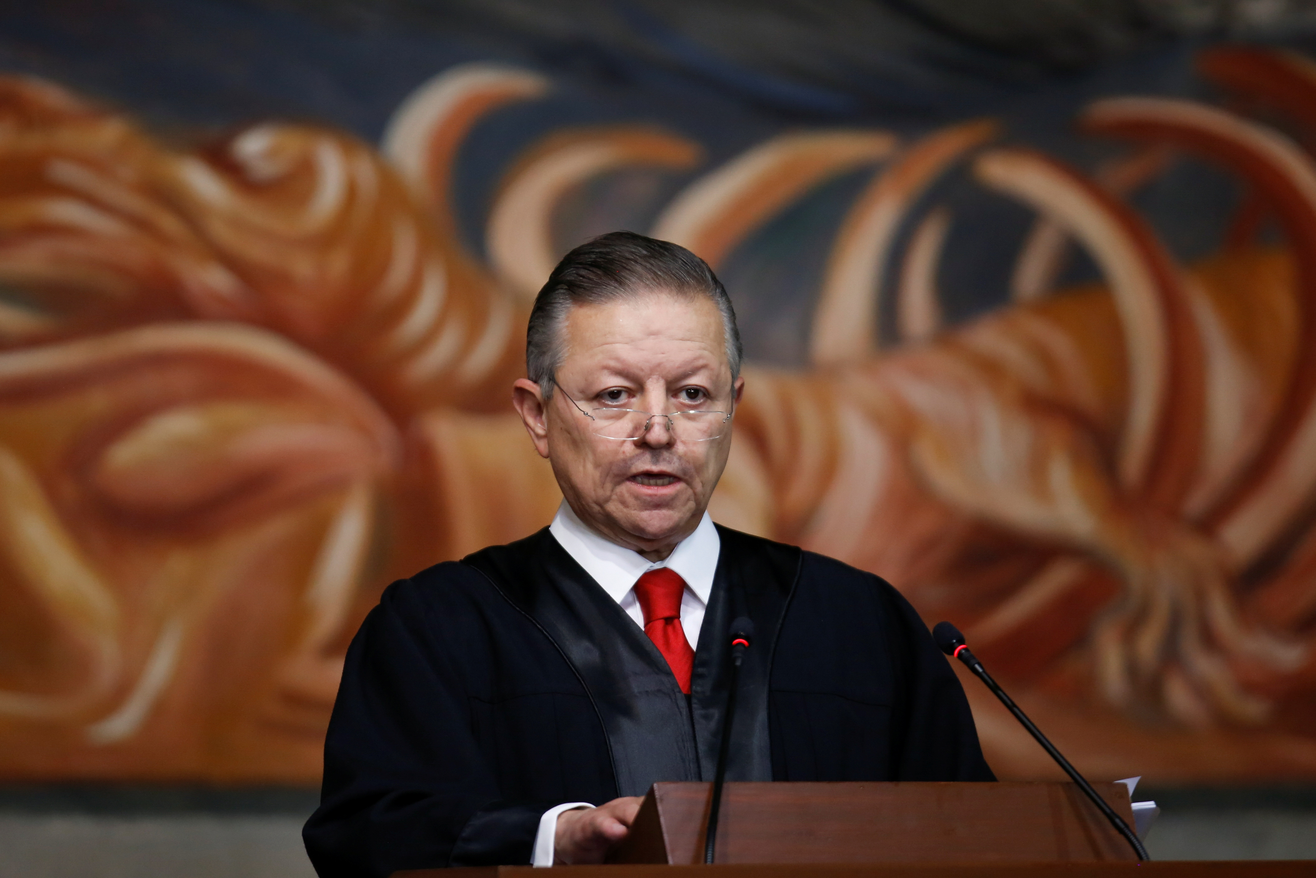 President of the Supreme Court of Justice Arturo Zaldivar delivers his third annual report of activities, in Mexico City
