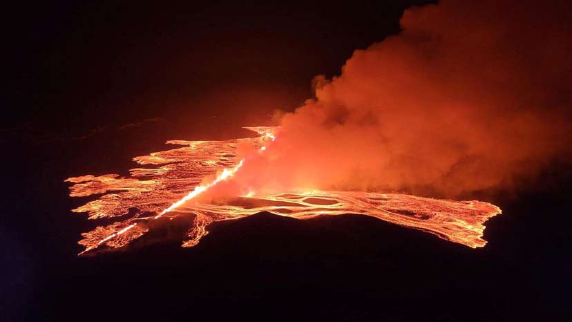 A volcanic eruption takes place, near Grindavik, Iceland