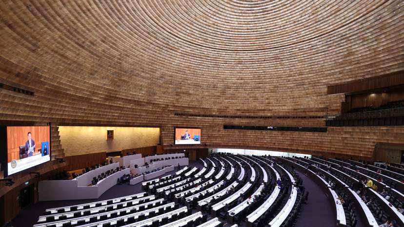 Thai PM Anutin announces his government's policies to the parliament, in Bangkok