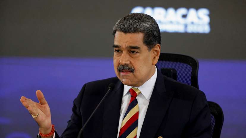 Venezuela's President Maduro addresses the media, in Caracas
