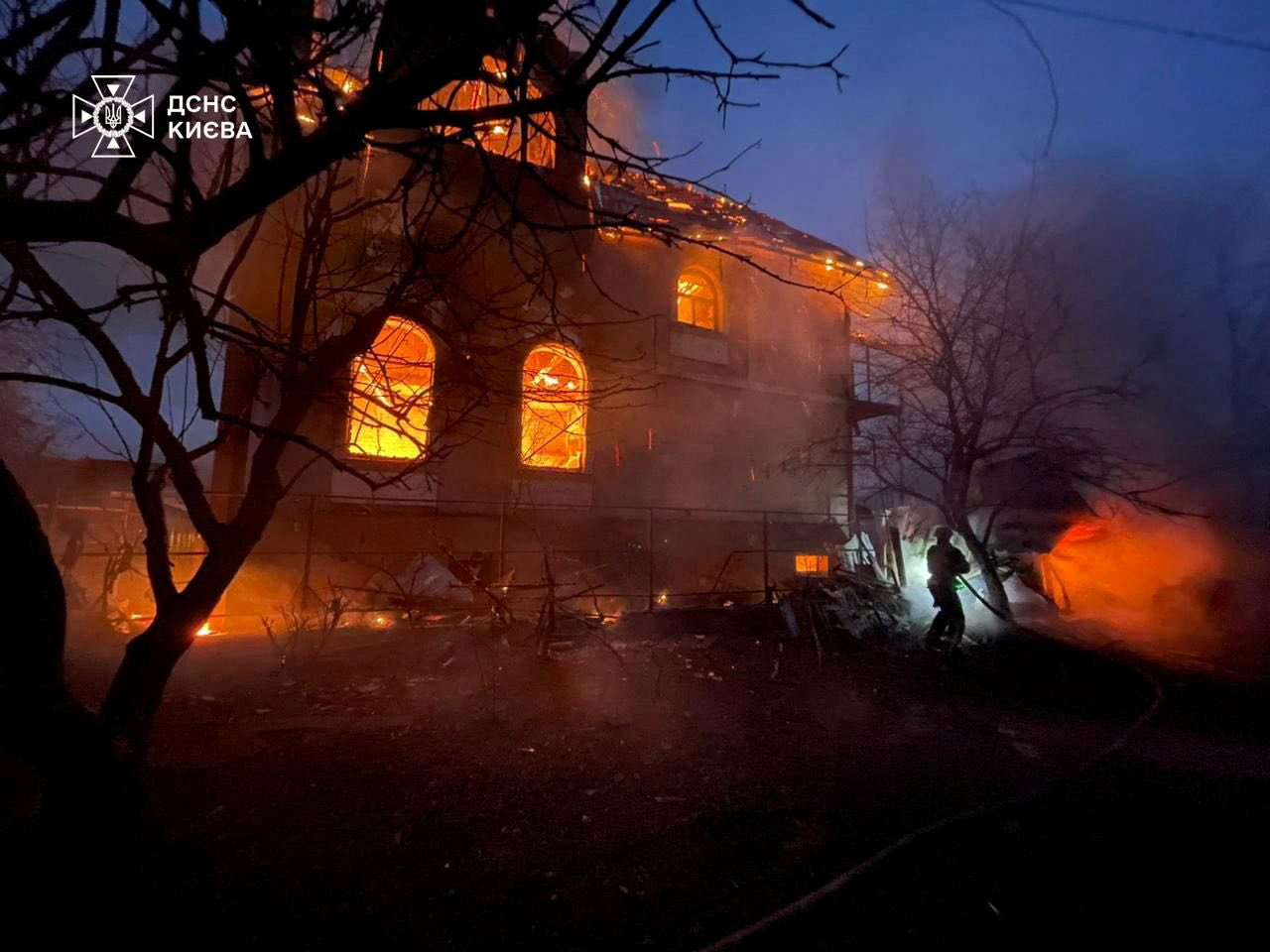 Aftermath of a Russian missile and drone attack in Kyiv