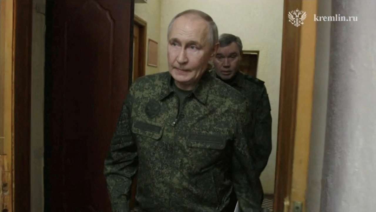 Russia's President Putin visits armed forces' command centre in Kursk region