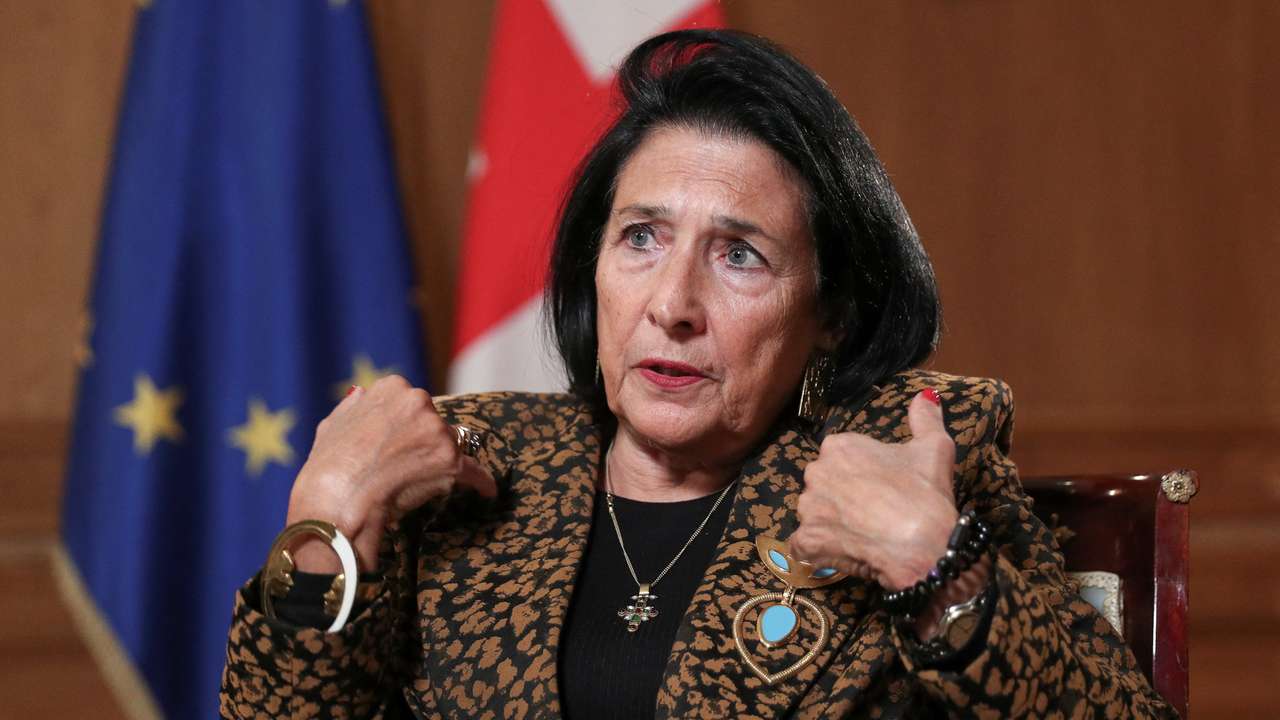 Georgia's President Zourabichvili gives an interview in Tbilisi