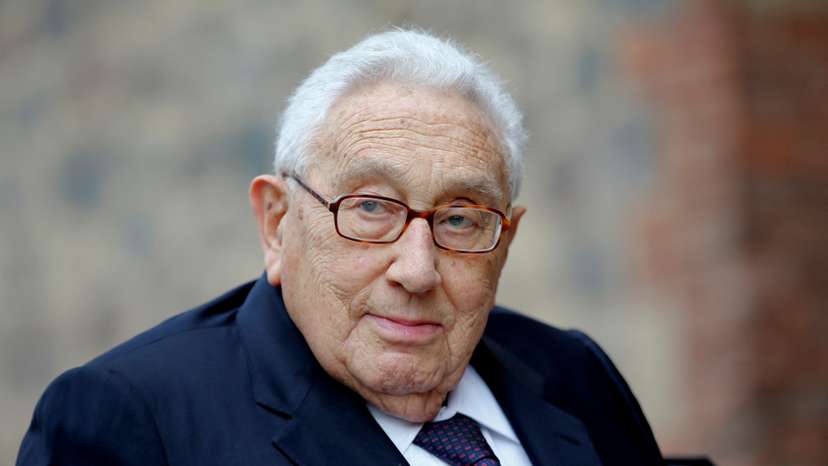 FILE PHOTO: Former U.S. Secretary of State Kissinger arrives for a memorial service for late Social Democratic senior politician Bahr at St. Mary's Church in Berlin