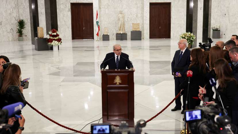 Lebanese Prime Minister–designate Nawaf Salam and Lebanese President Aoun meet in Baabda