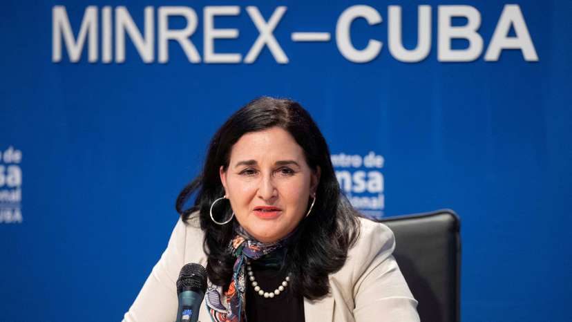 Johana Tablada addresses the media in Havana