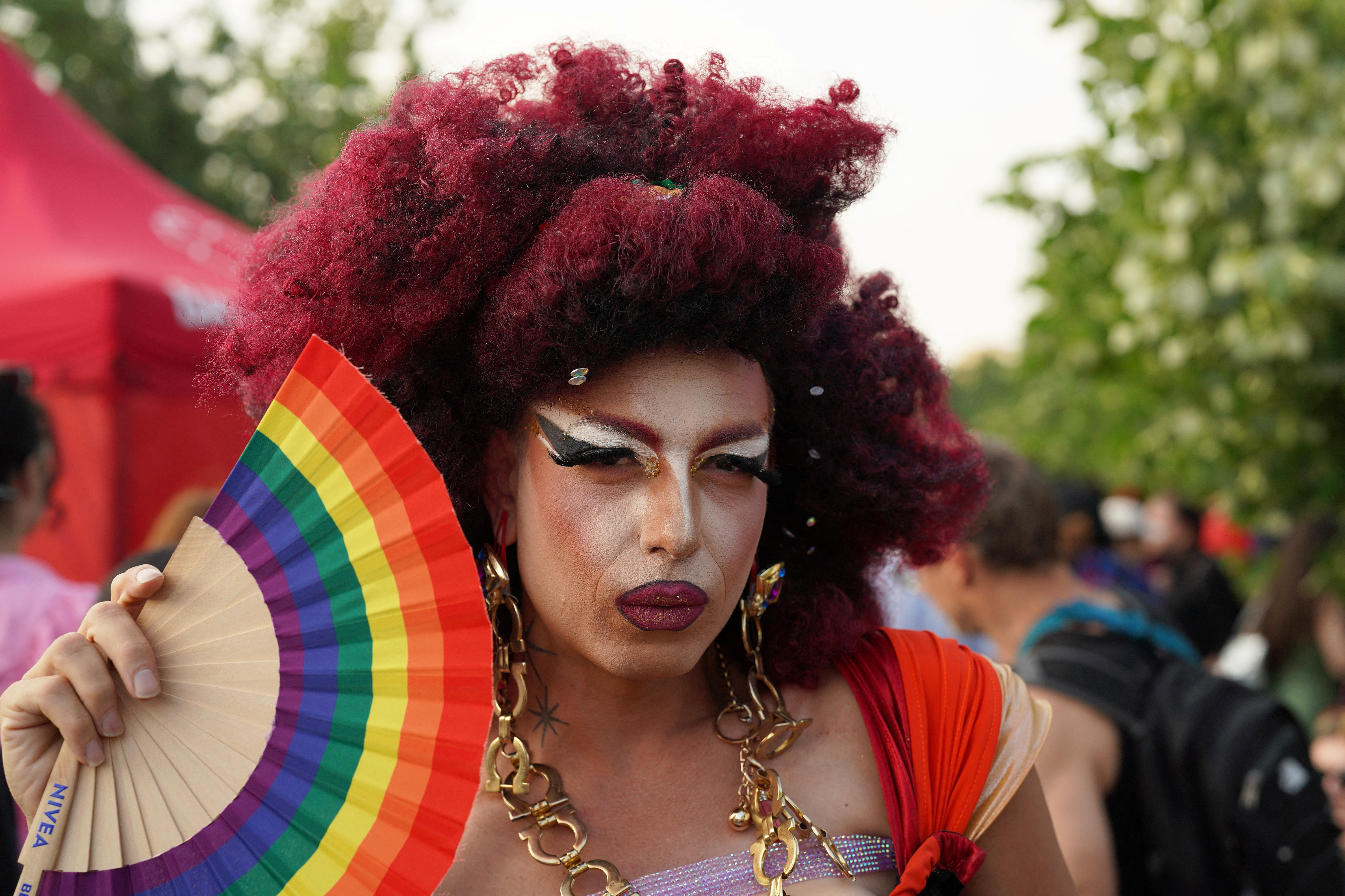 LGBTQ+ people and their supporters take part in a Pride Parade in Bucharest, Romania
