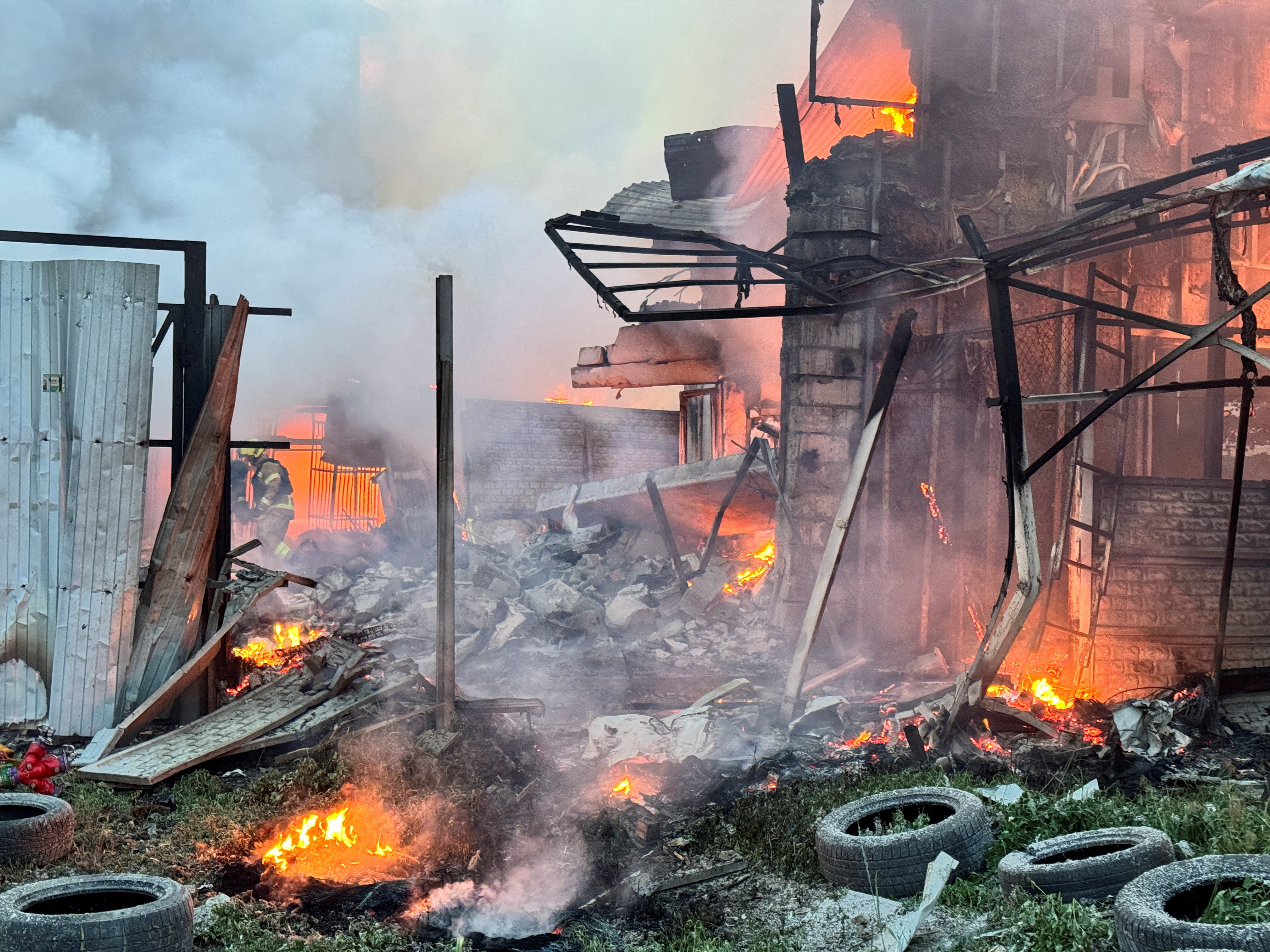 FILE PHOTO: Aftermath of a Russian drone strike in Kharkiv