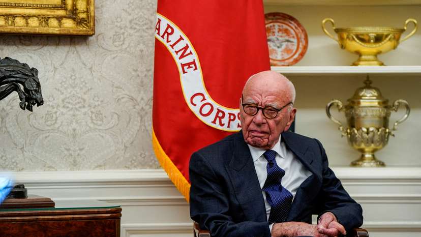 FILE PHOTO: Rupert Murdoch looks on, at the White House