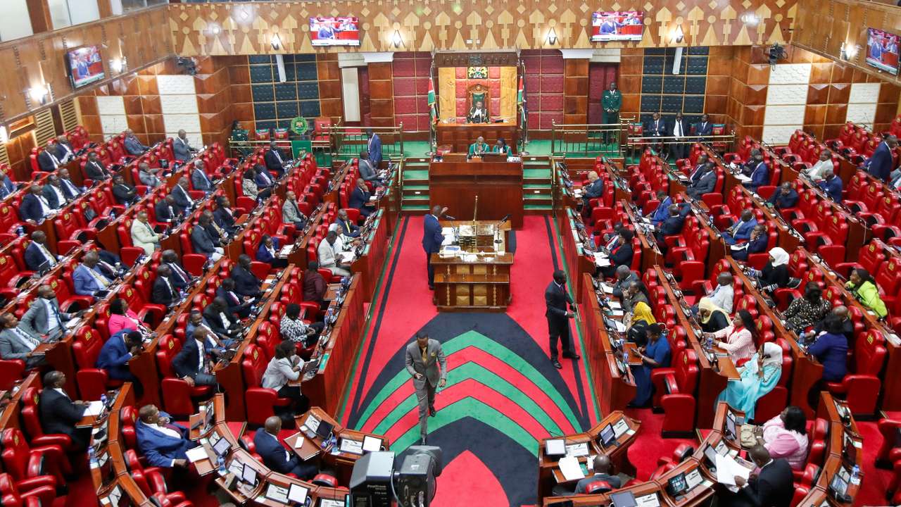 A general view shows Kenyan Members of Parliament as they discuss the impeachment of Deputy President Rigathi Gachagua inside the Parliament buildings in Nairobi