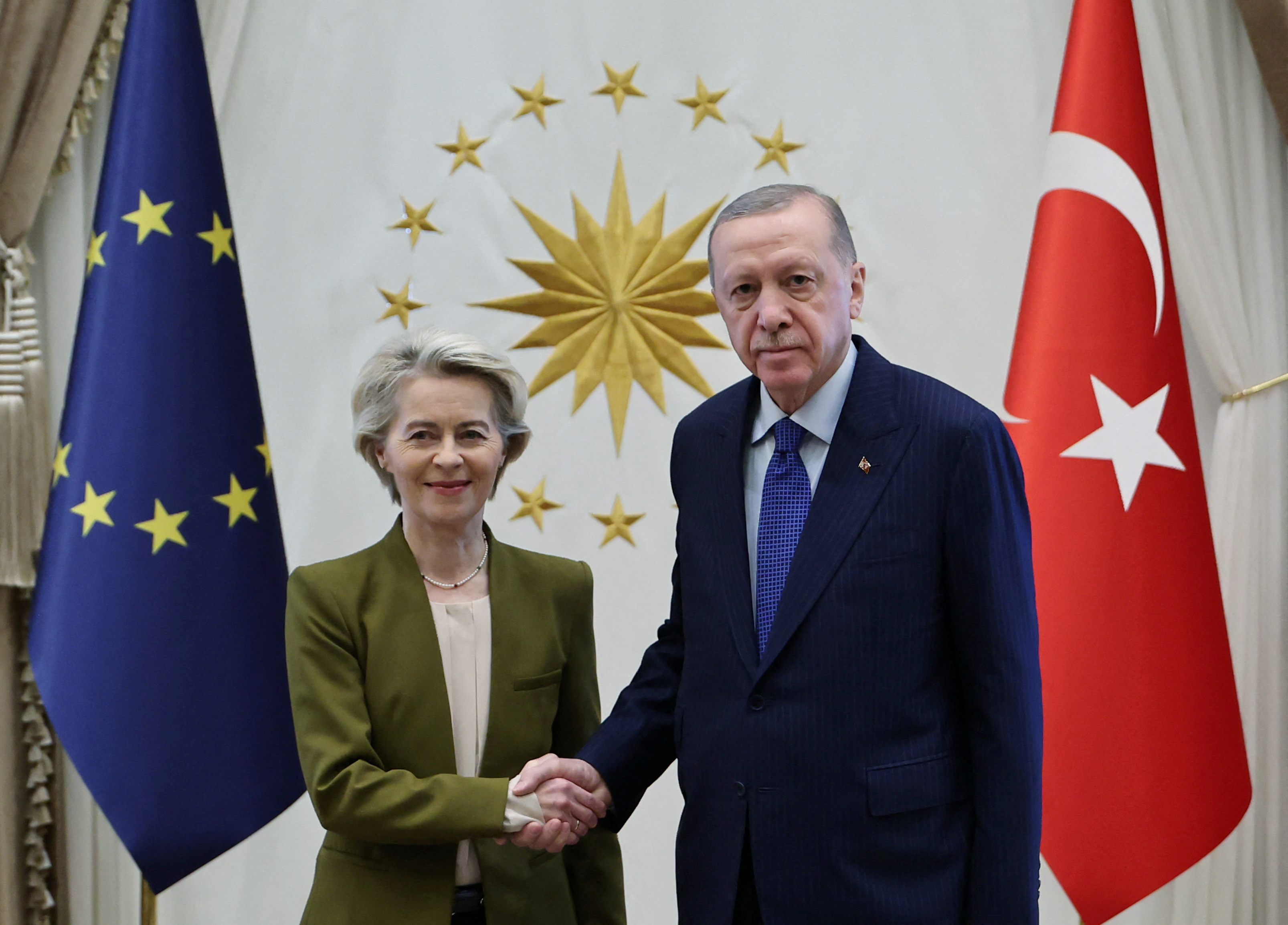Turkey’s President Erdogan meets with European Commission President Ursula von der Leyen in Ankara