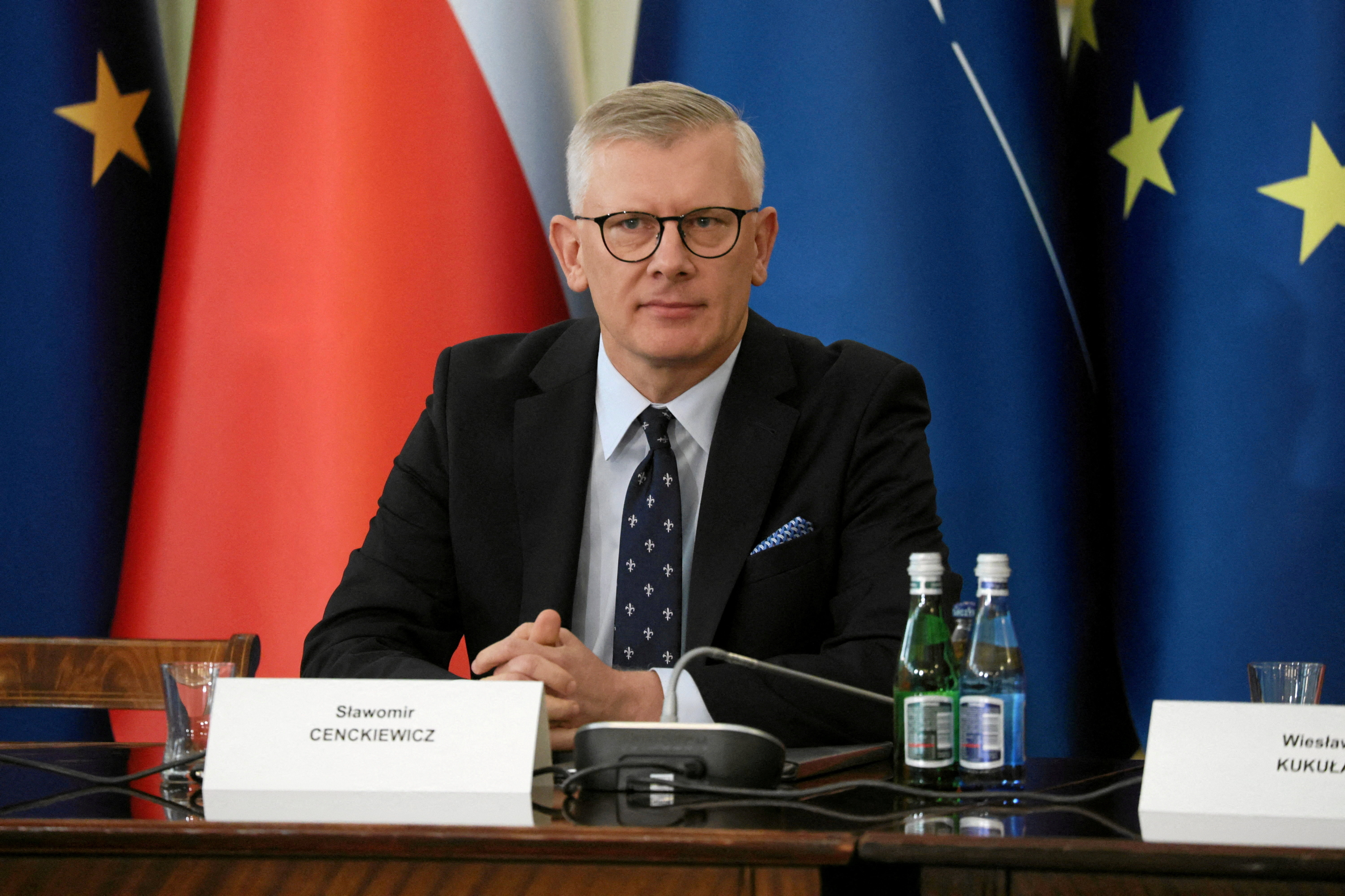 FILE PHOTO: Head of the National Security Bureau (BBN) Slawomir Cenckiewicz attends a National Security Council meeting in Warsaw