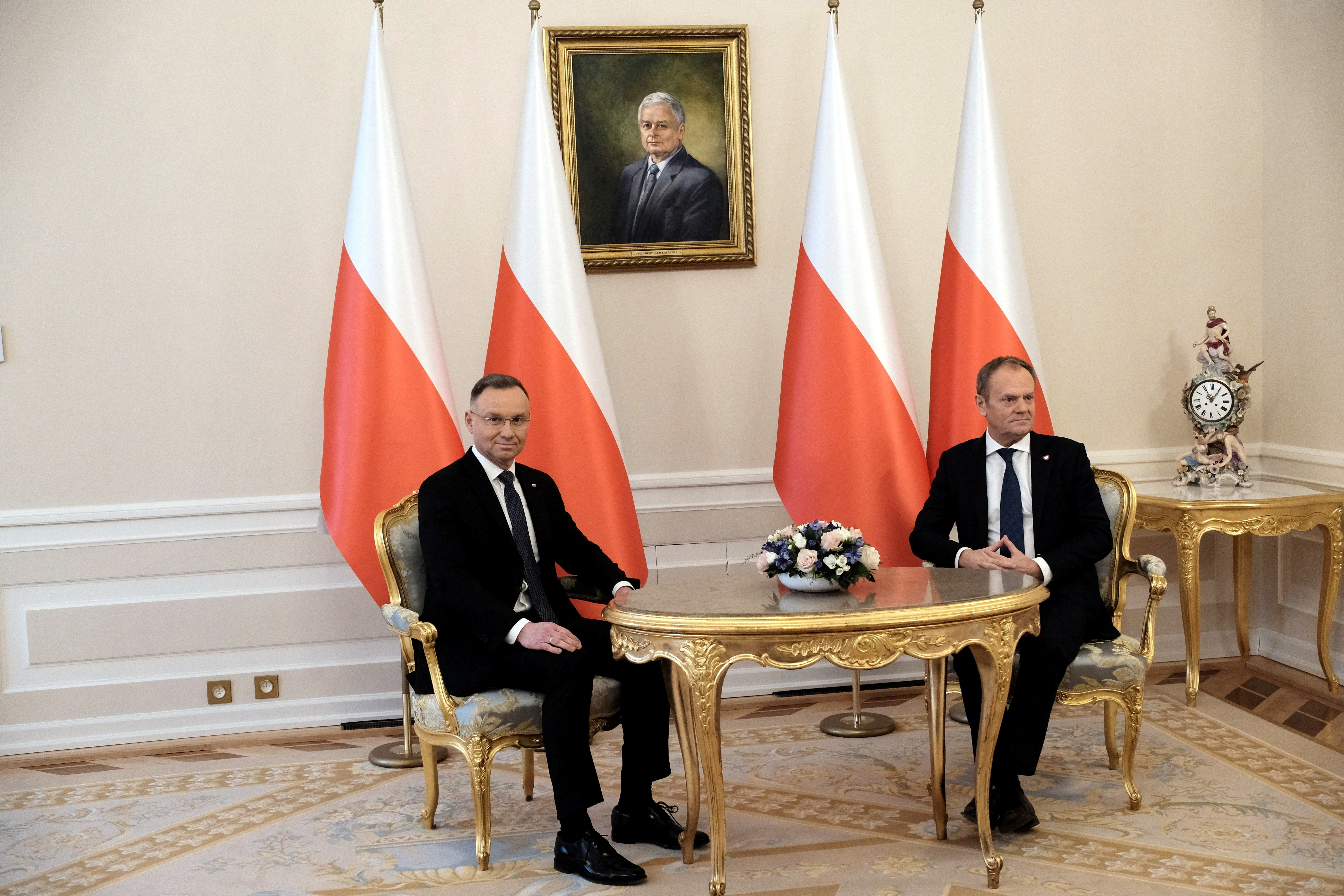 Polish President Andrzej Duda meets with Prime Minister Donald Tusk, at Presidential Palace in Warsaw
