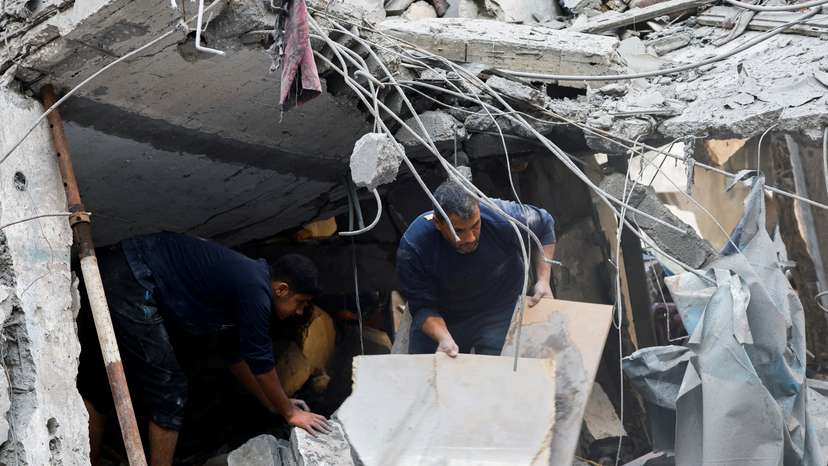 Aftermath of Saturday's Israeli strike in the Central Gaza Strip
