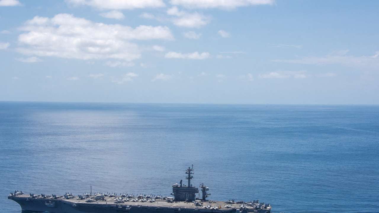 FILE PHOTO: The aircraft carrier USS Carl Vinson transits the Indian Ocean