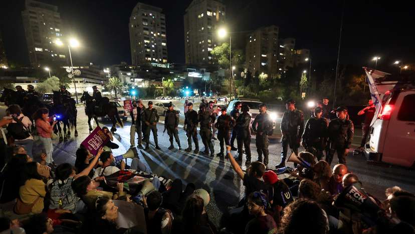 Protesters demand Israeli Prime Minister Benjamin Netanyahu's ouster, in Jerusalem
