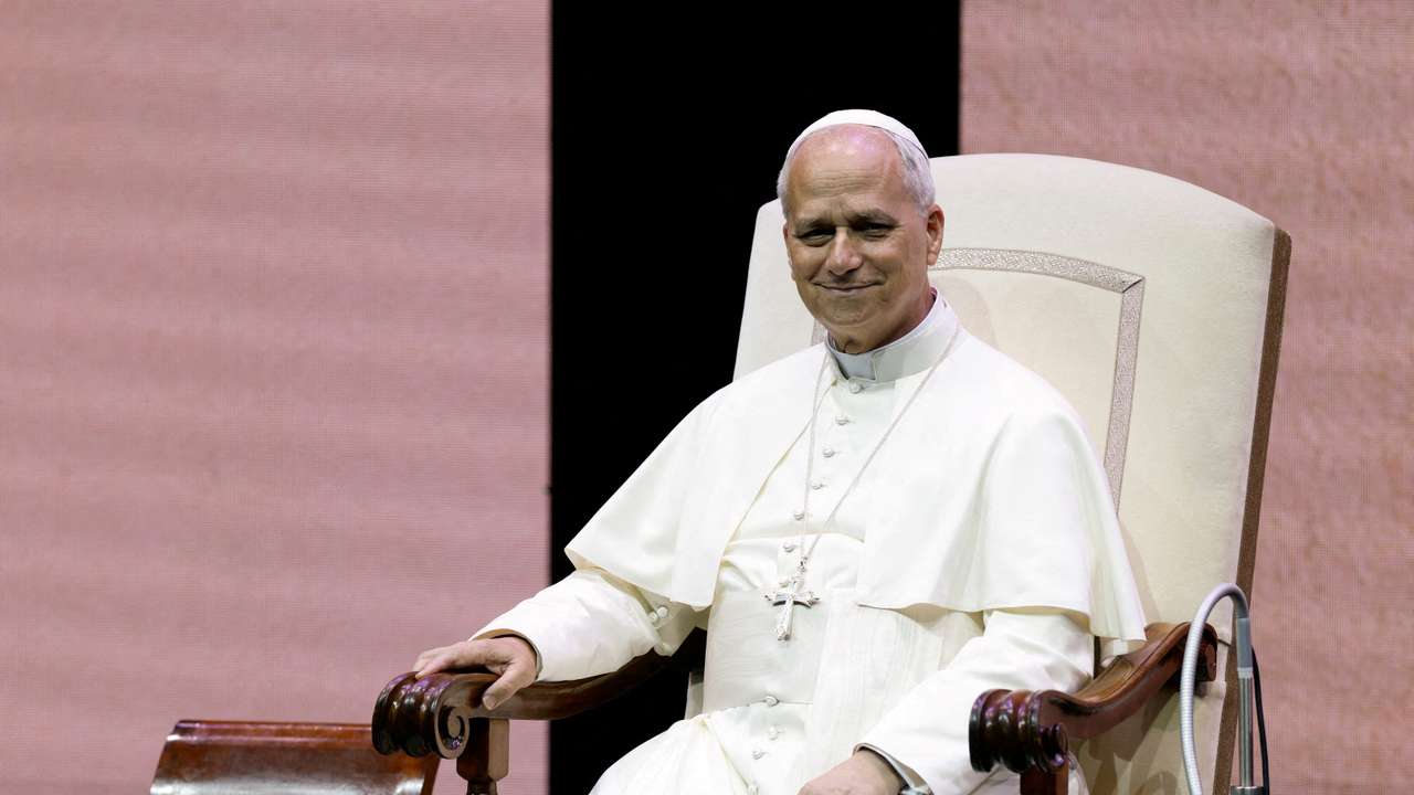 FILE PHOTO: Pope Leo XIV attends a meeting promoted by the Dicastery for the Clergy, in Rome