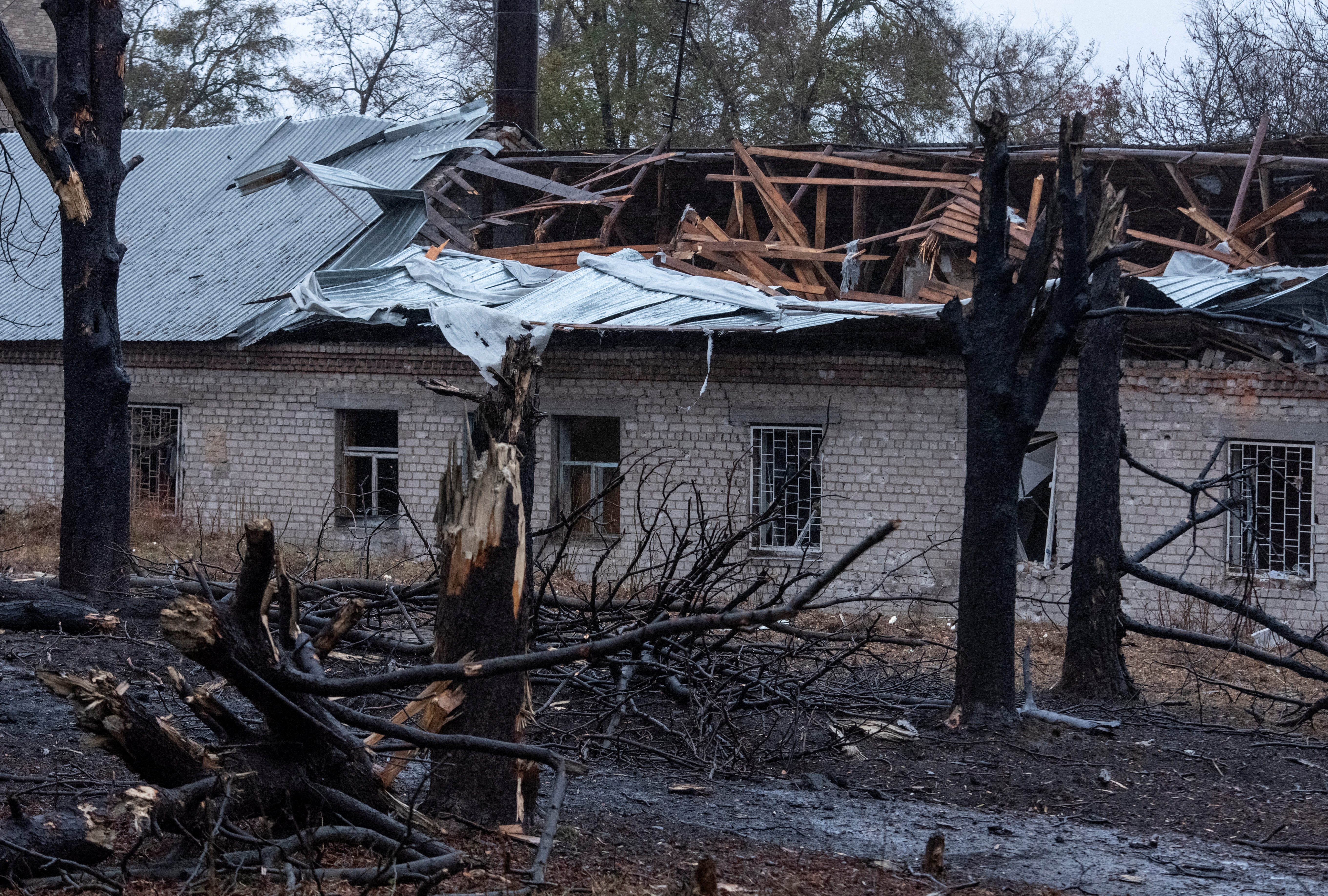 A view shows a site of a Russian missile strike in Dnipro