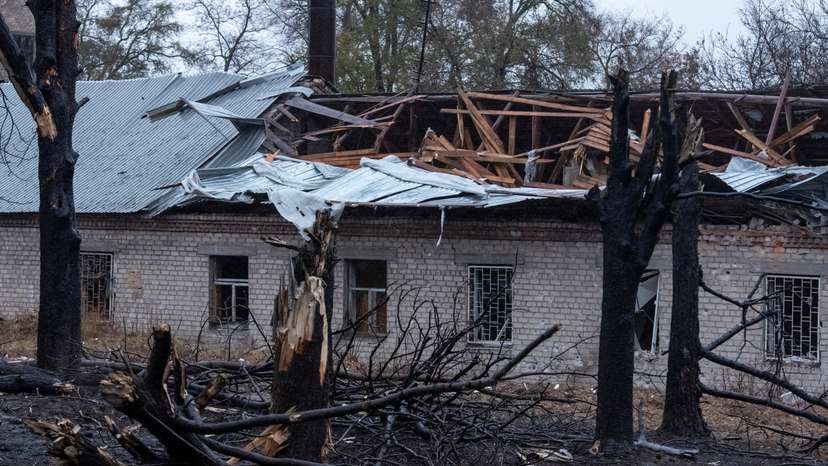 A view shows a site of a Russian missile strike in Dnipro