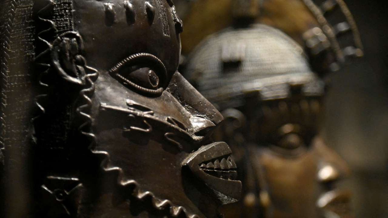 FILE PHOTO: Benin bronzes on display at British Museum in London
