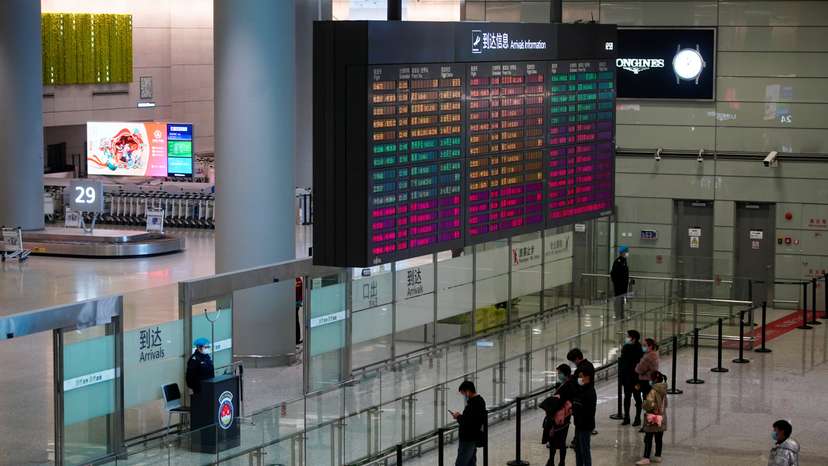 Travel season ahead of the Chinese Lunar New Year, at an airport in Shanghai