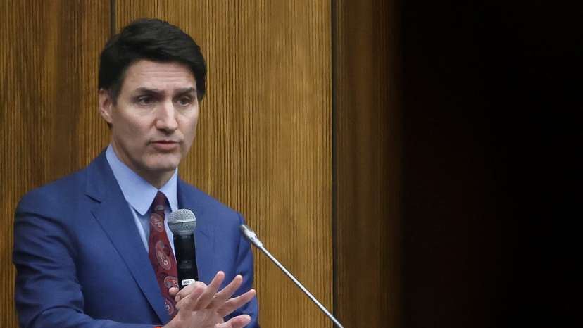 Canada's Prime Minister Justin Trudeau addresses the Liberal party caucus meeting in Ottawa
