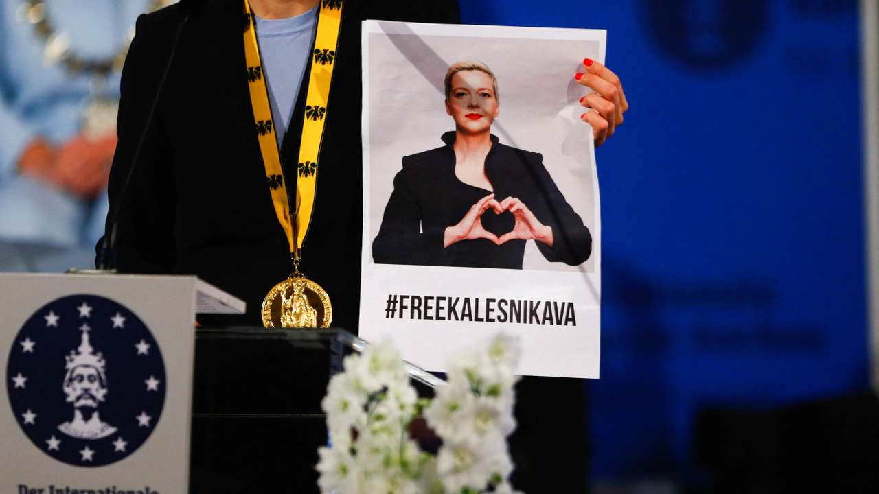 FILE PHOTO: Belarusian activists receive Charlemagne Prize in Aachen