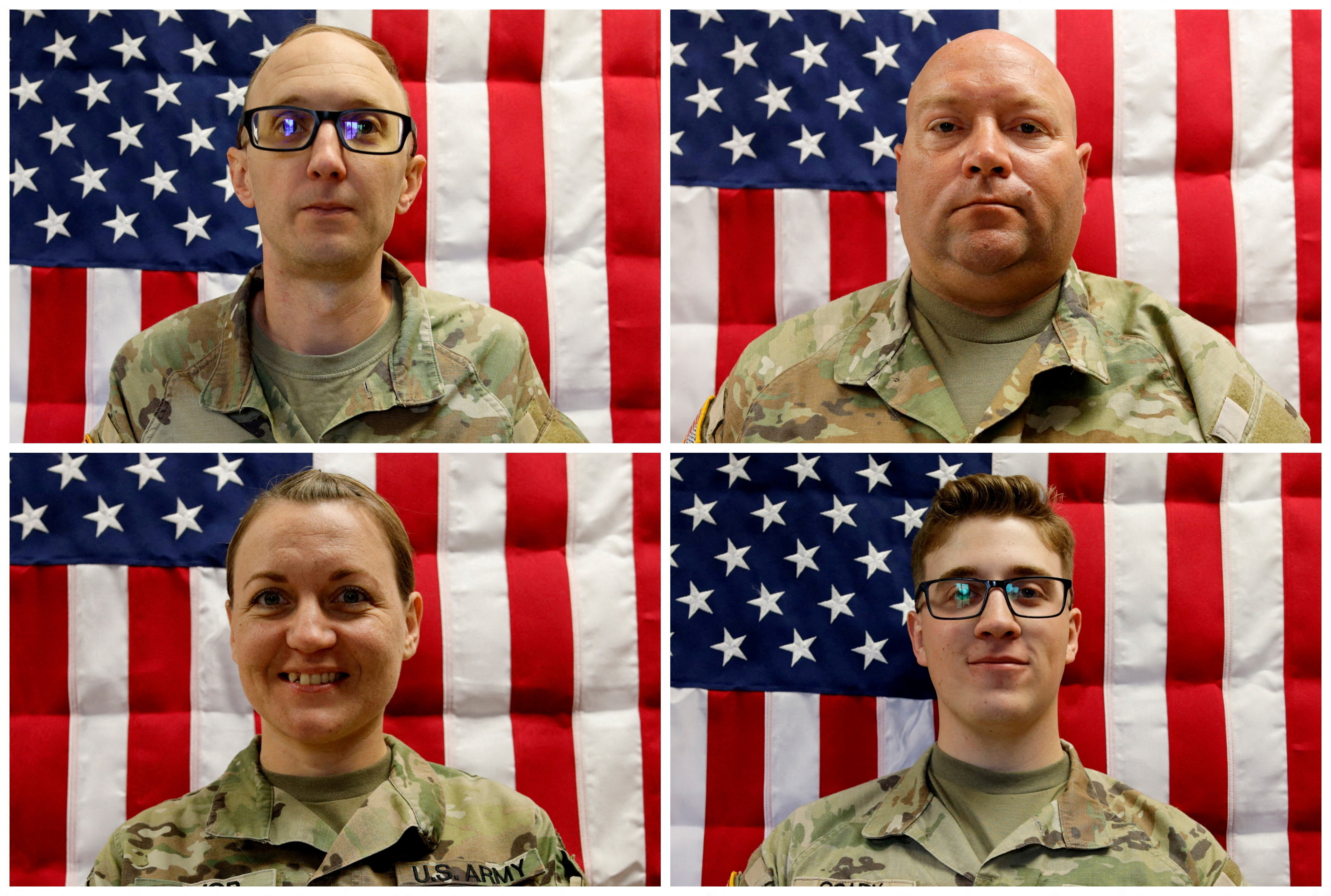 A combination image of undated photos of U.S. soldiers killed in Kuwait on March 1