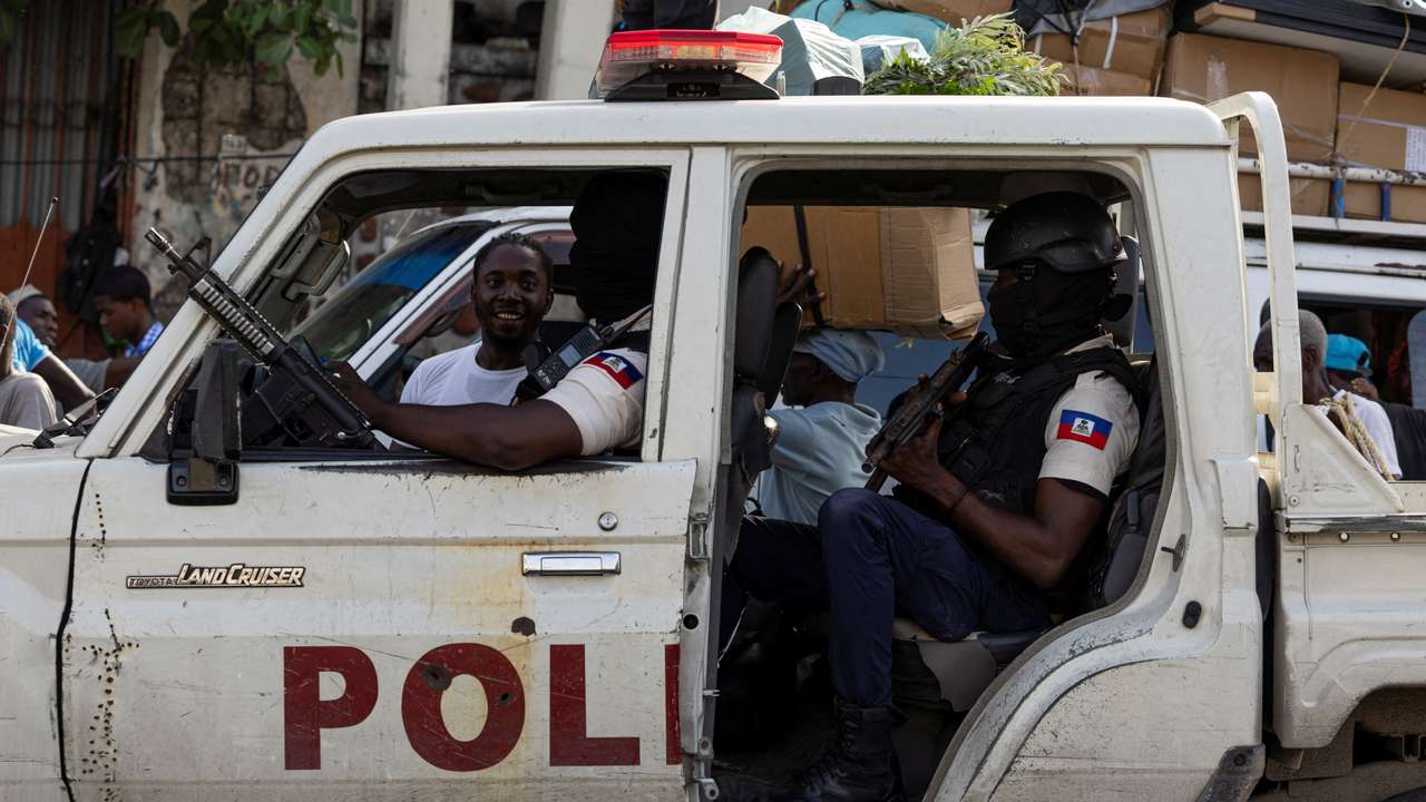 Kenyan police arrive as part of a peacekeeping mission in Haiti