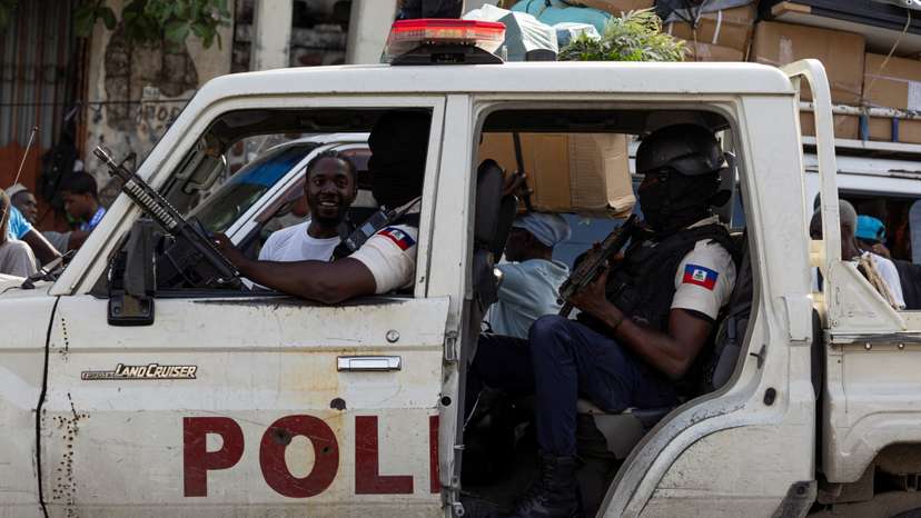 Kenyan police arrive as part of a peacekeeping mission in Haiti