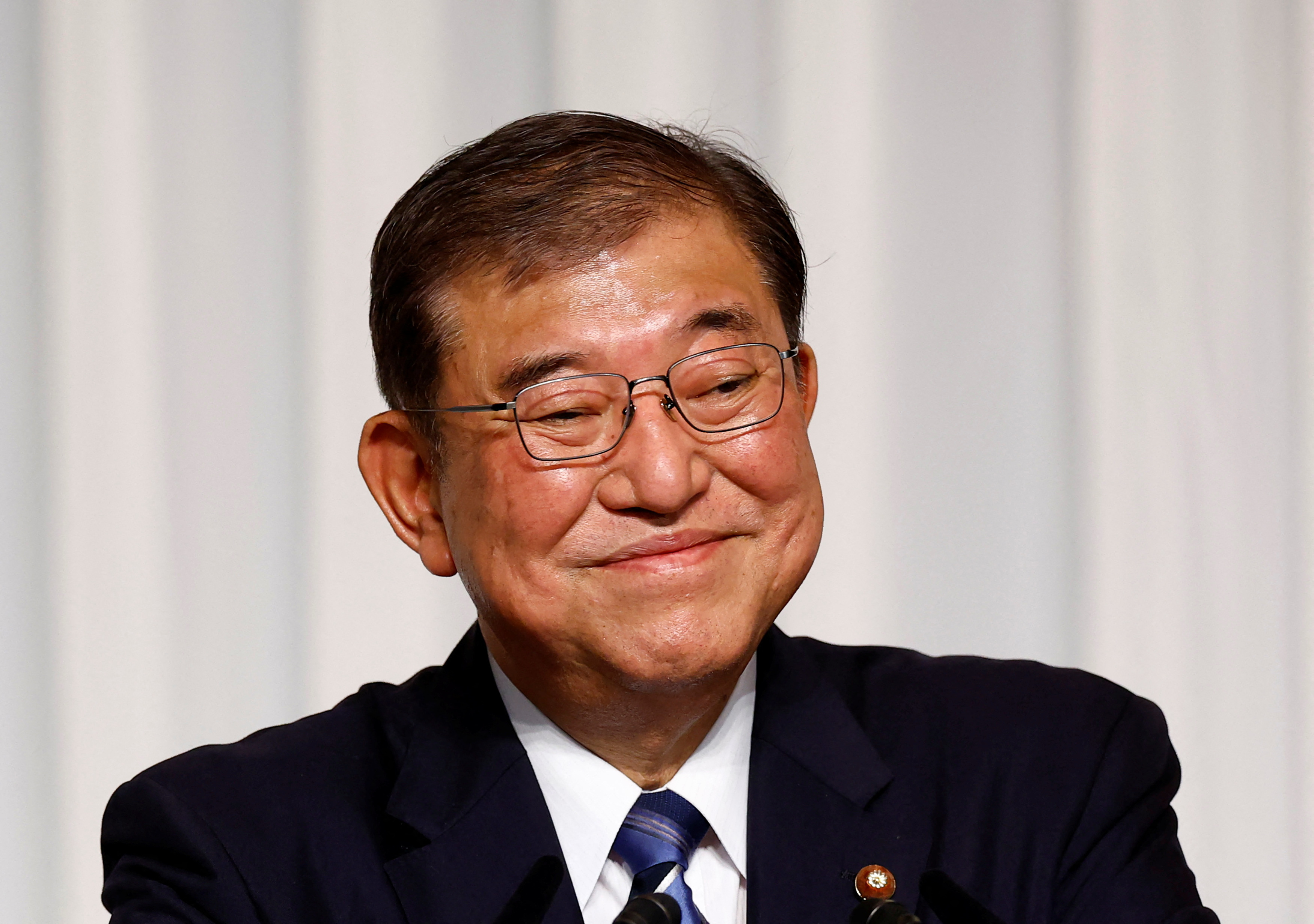 Shigeru Ishiba, the newly elected leader of Japan's ruling party, the Liberal Democratic Party (LDP) holds a press conference after the LDP leadership election, in Tokyo,
