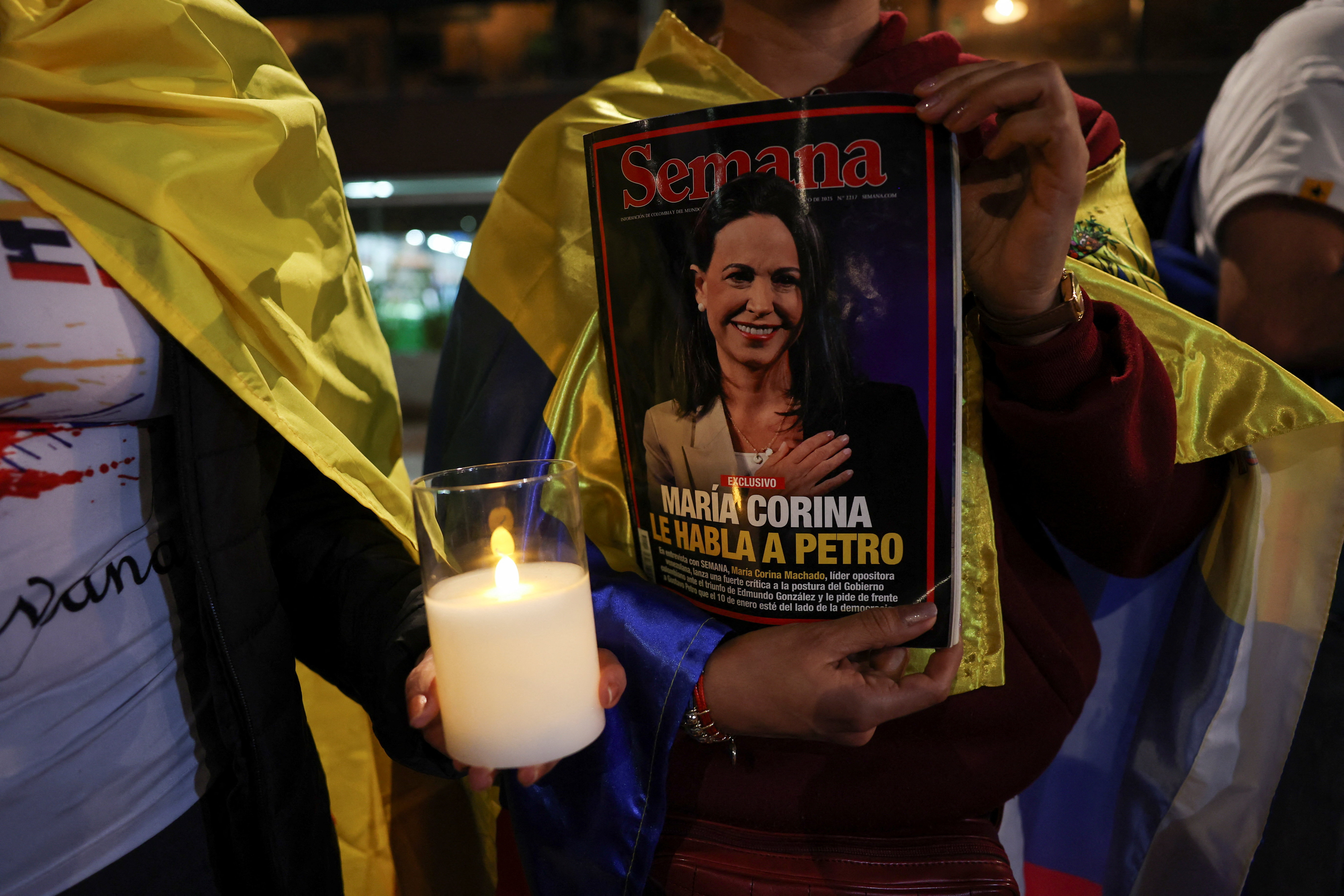 March in support of Nobel Peace Prize winner Maria Corina Machado in Bogota