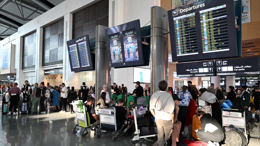 Passengers wait at Muscat International Airport as the Sultanate of Oman facilitates the return of passengers to their home countries