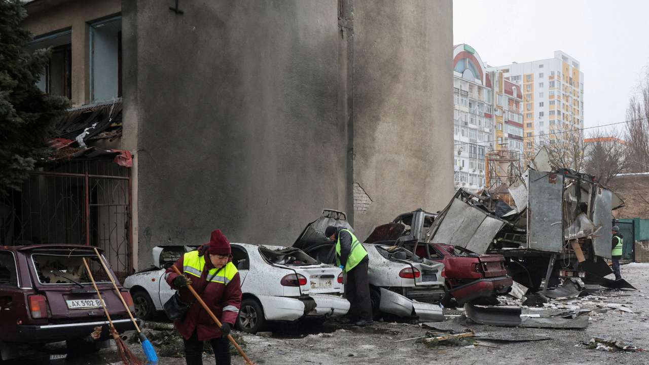 Aftermath of a Russian drone and missile attack in Kharkiv