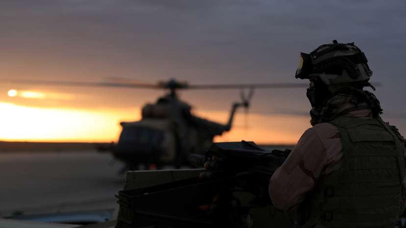Member of Iraqi security forces is seen at Ain al-Asad airbase in the Anbar province