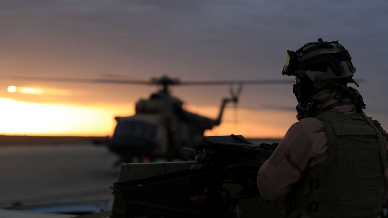 Member of Iraqi security forces is seen at Ain al-Asad airbase in the Anbar province