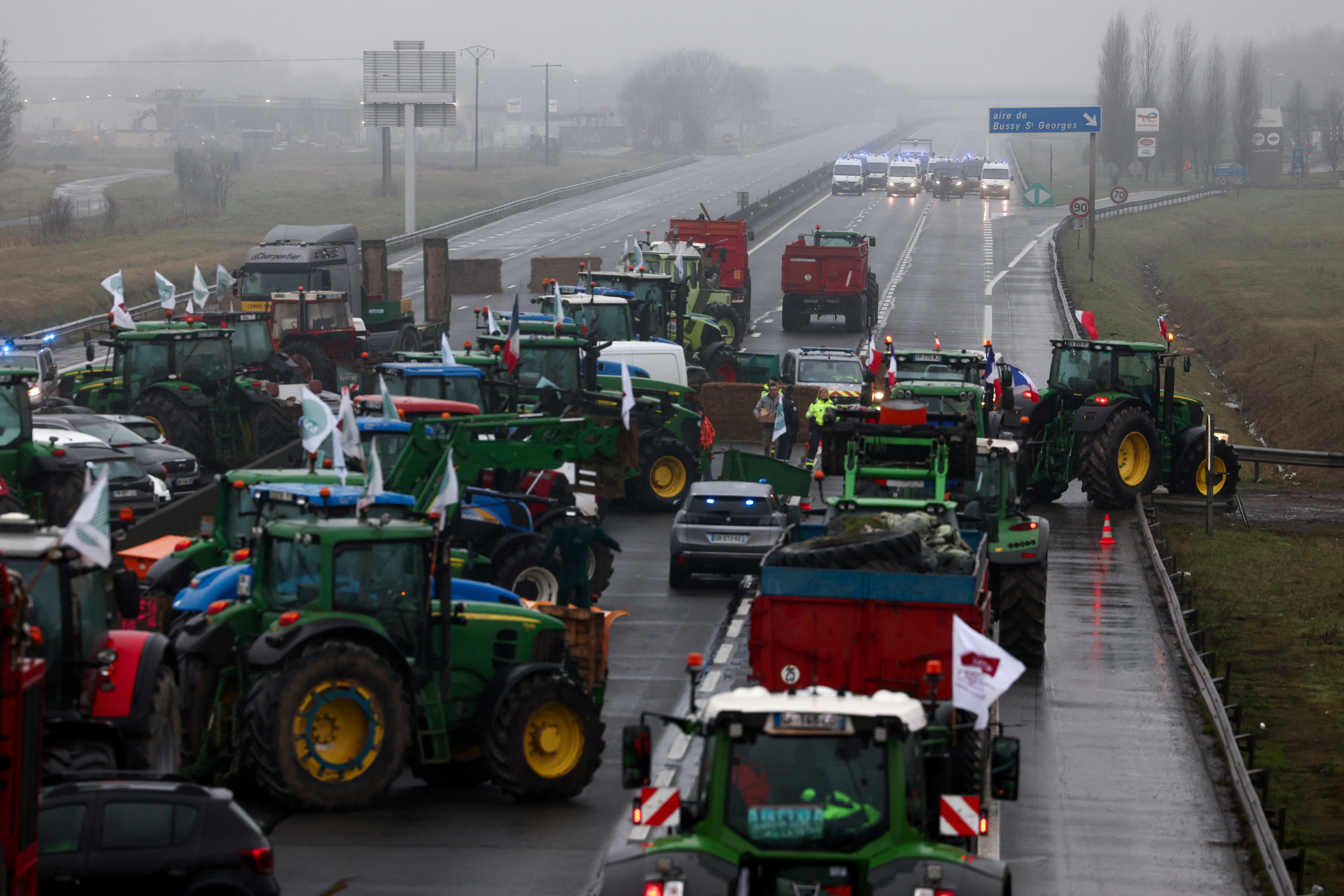Farmers protest over price pressures, taxes and green regulation, in Jossigny