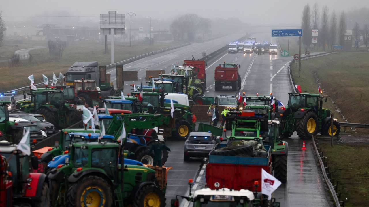 Farmers protest over price pressures, taxes and green regulation, in Jossigny