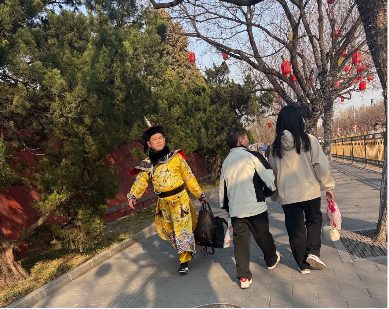 A man dressed as a Qing Dynasty emperor