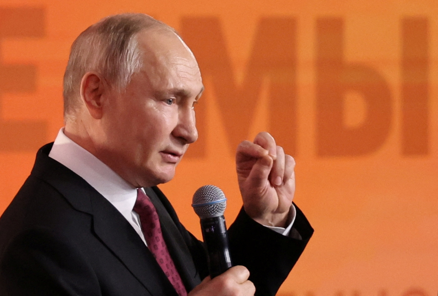 Russian President Putin attends a ceremony in Moscow