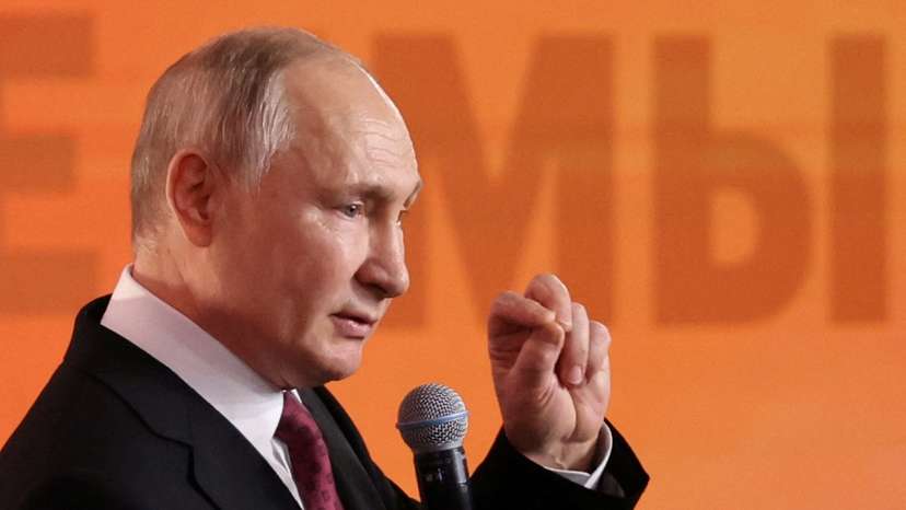 Russian President Putin attends a ceremony in Moscow