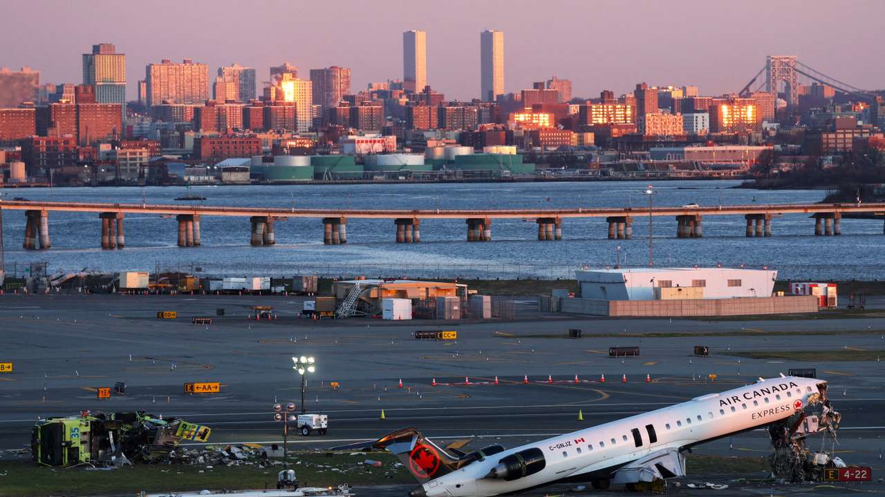 FILE PHOTO: Air Canada Express jet collides with a ground vehicle at LaGuardia airport