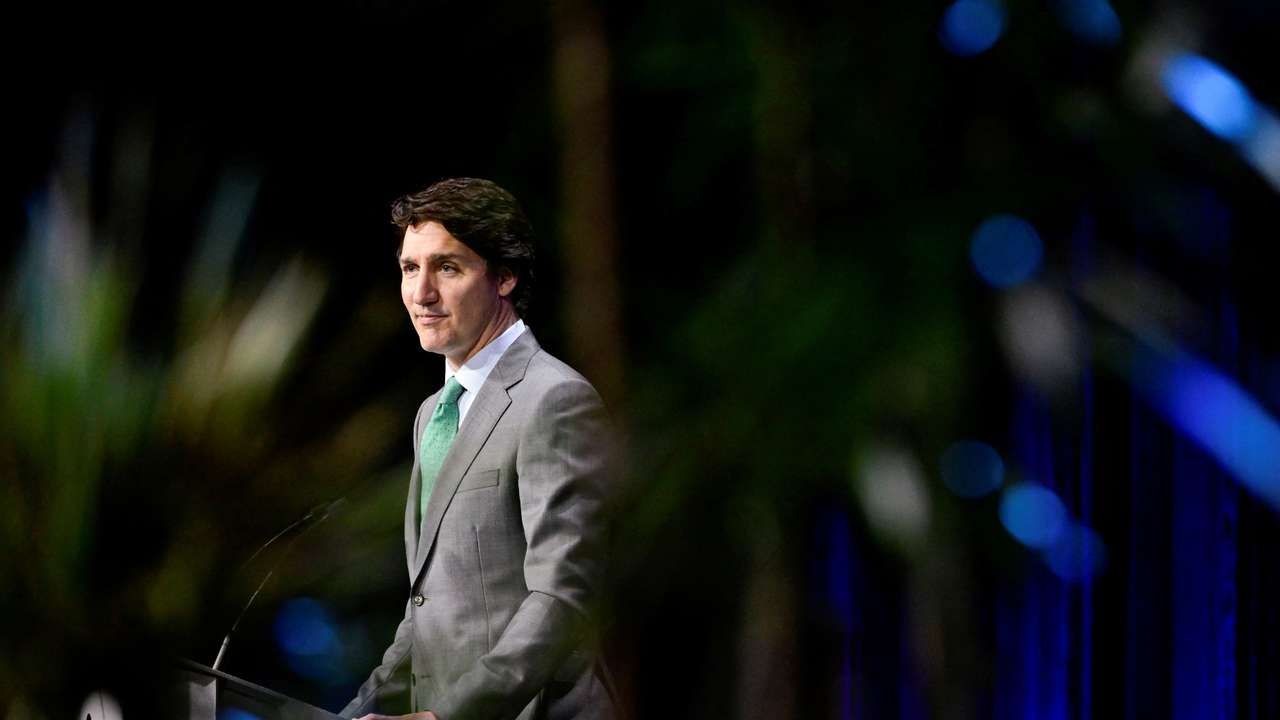 FILE PHOTO: Canada's Prime Minister Justin Trudeau makes a speech, in Vancouver