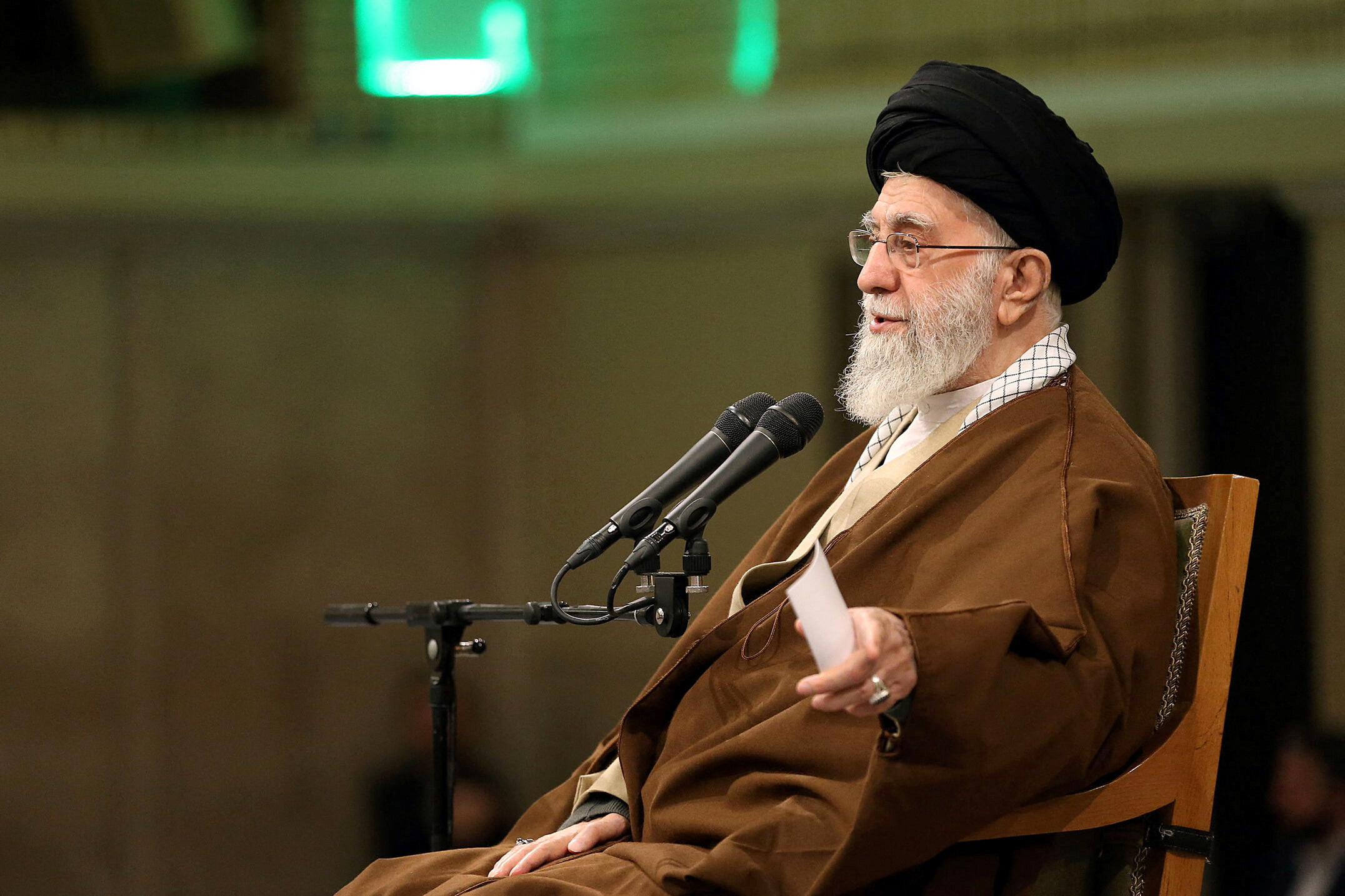 Iran's Supreme Leader Ayatollah Ali Khamenei speaks during a meeting with defence industry experts in Tehran