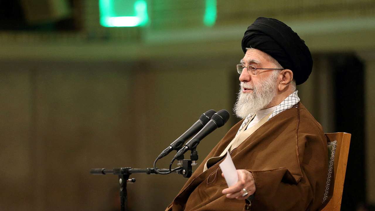 Iran's Supreme Leader Ayatollah Ali Khamenei speaks during a meeting with defence industry experts in Tehran